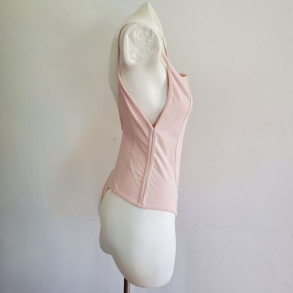 Intimately Free People Lila Bodysuit Blush Pink Sleeveless Square Neck Thong - Picture 3 of 13